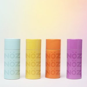 Nöz Summer Collection in light blue, yellow, orange, and violet